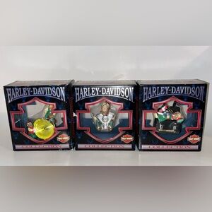 Vintage 1997 Harley Davidson Ornaments Lot Of 3 Elves New Old Stock